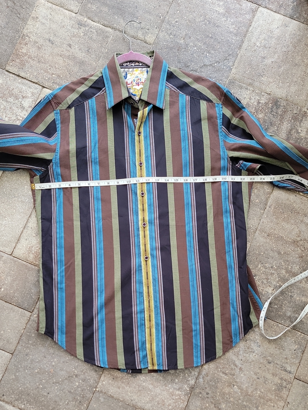 Robert Graham Striped Button-Down Shirt Cotton & Silk Sz L - Picture 5 of 12
